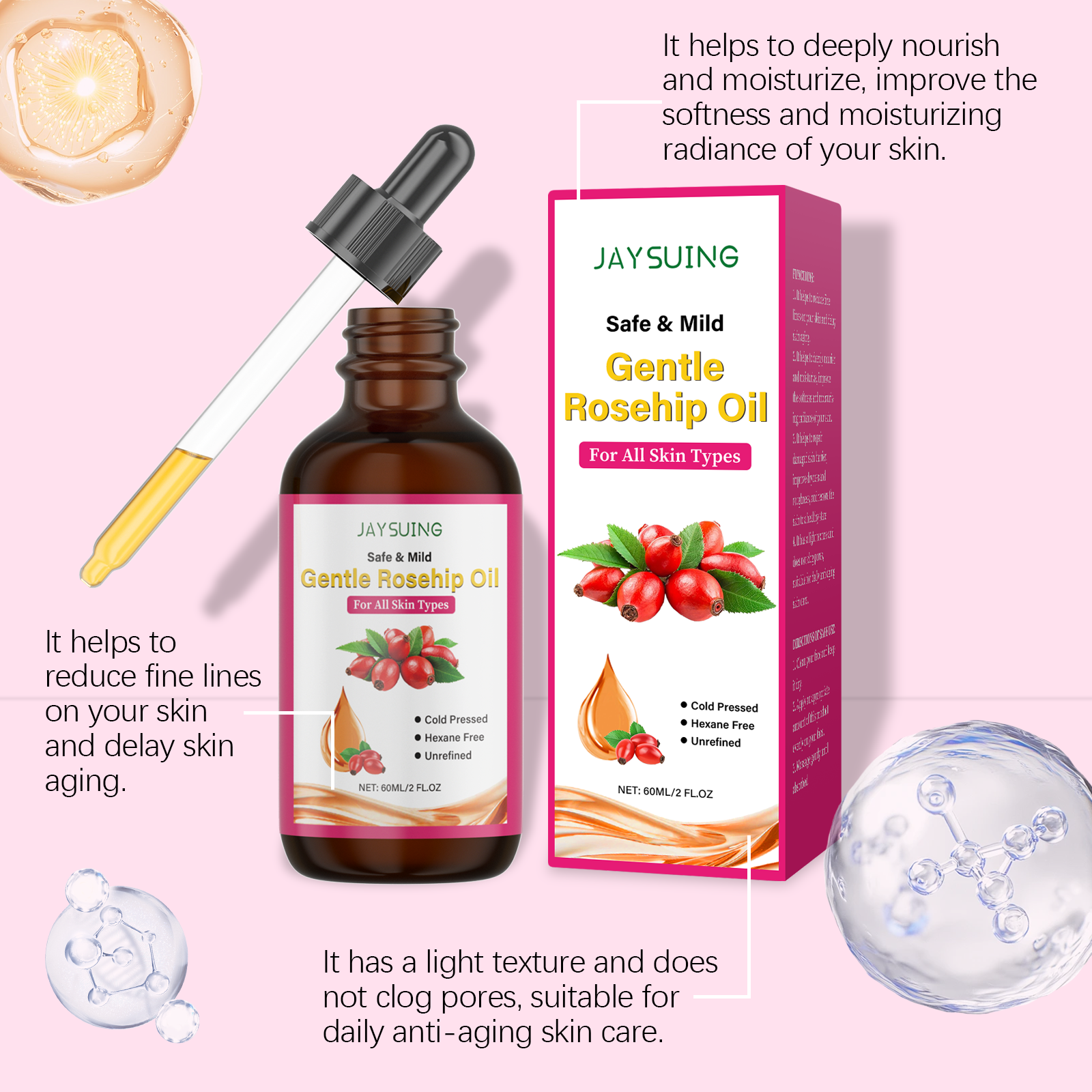 Rosehip Seed Oil for Face Cold - đánh giá và giá Cold Pressed Rose Hip