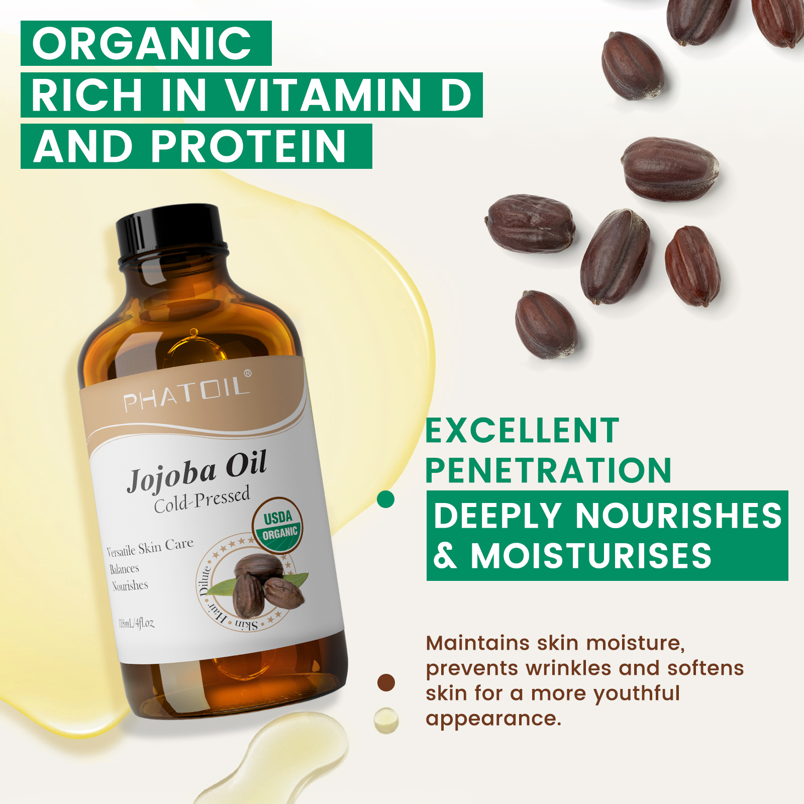 PHATOIL 118ml Organic Jojoba O - đánh giá và giá Cold Pressed Rose Hip