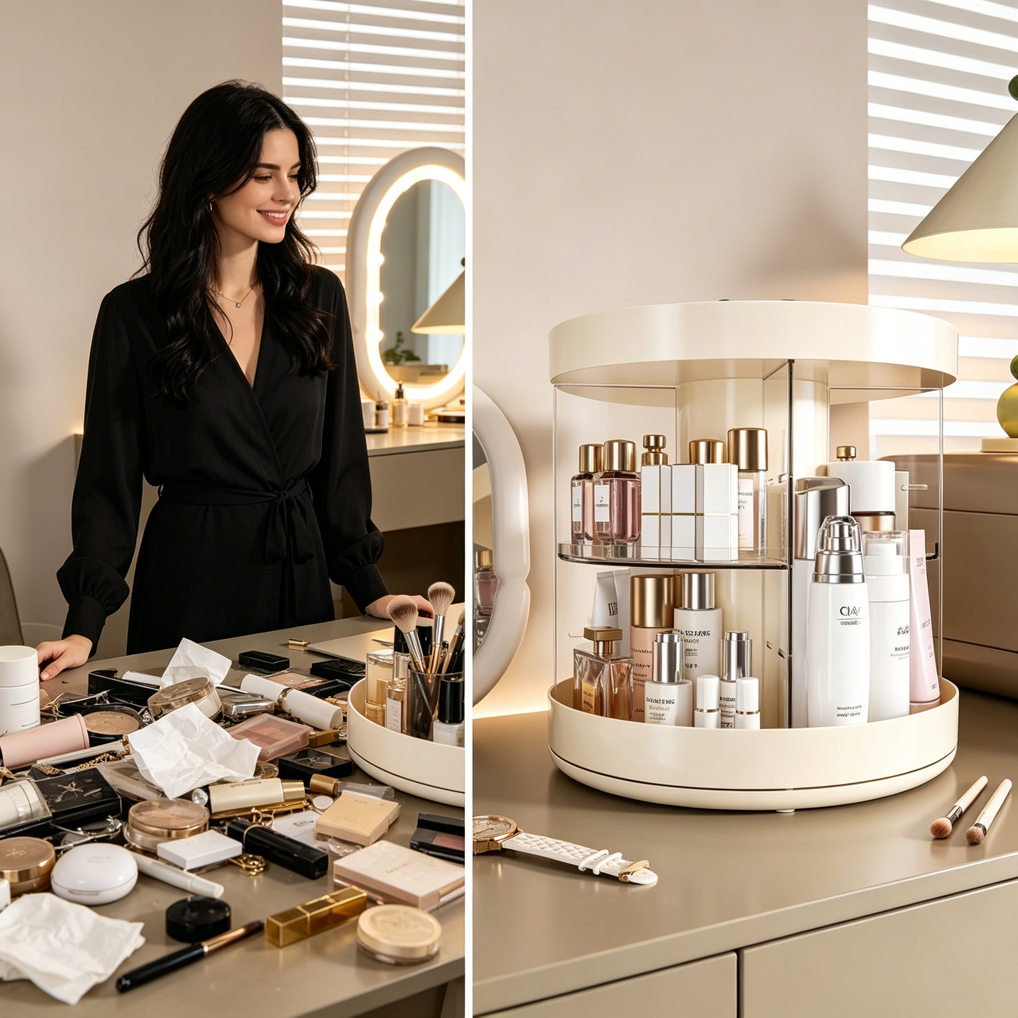 Rotating Layered Makeup Organi - đánh giá và giá Luxury Skincare Organizer