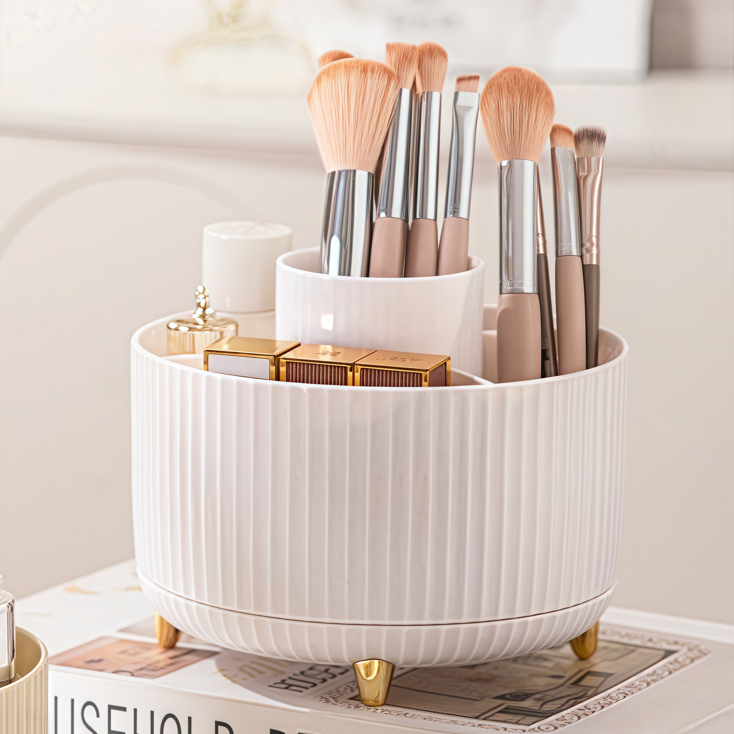 Light Luxury Gold Feet 360 °   - đánh giá và giá Luxury Skincare Organizer