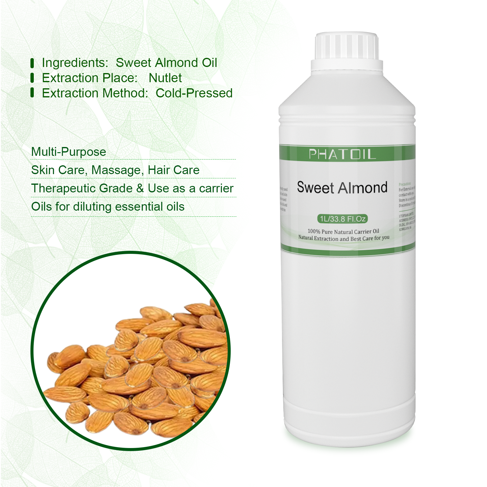PHATOIL 1000ml Sweet Almond Oi - đánh giá và giá Cold Pressed Rose Hip